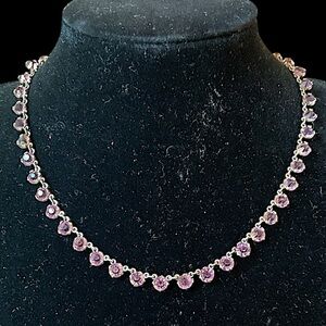 Antique Signed Czechoslovakia Purple Bohemian Art Glass Necklace Art Deco